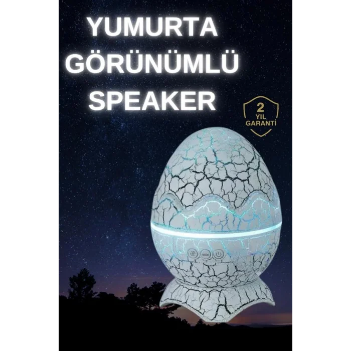 Dinozor Yumurtası Gece Masa Lambası Bluetooth Hoparlör 14 Renk Seçeneği