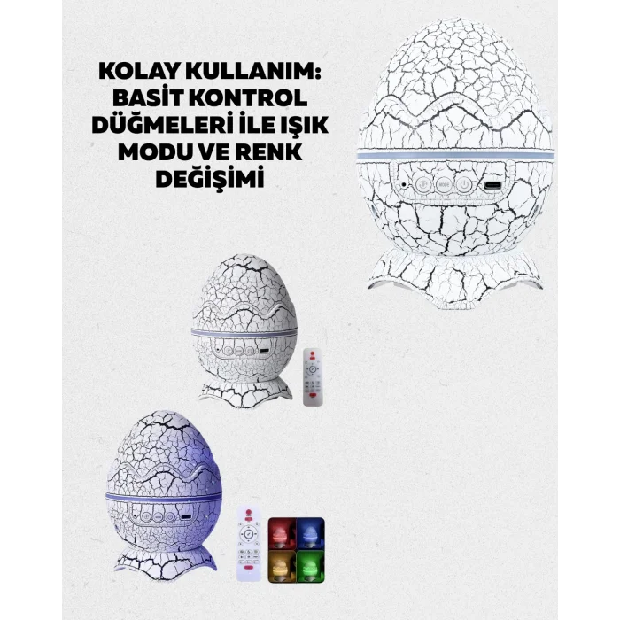 Dinozor Yumurtası Tasarımlı Gece Lambası – Müzik ve Işık Senkronizasyonlu