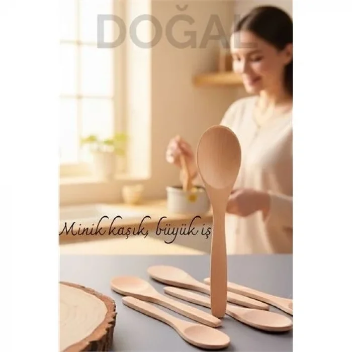 Doğal Gürgen 6lı Ahşap Servis Kaşığı – 13 Cm, Mini Boy, Şık Ve Pratik Mutfak Yardımcısı 713748