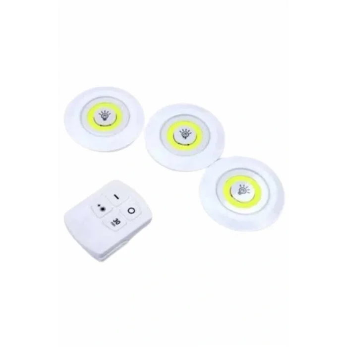 Dolap Işığı Mutfak Rafı Işığı Uzaktan Kumandalı 3 Lü Spot Led Lamba