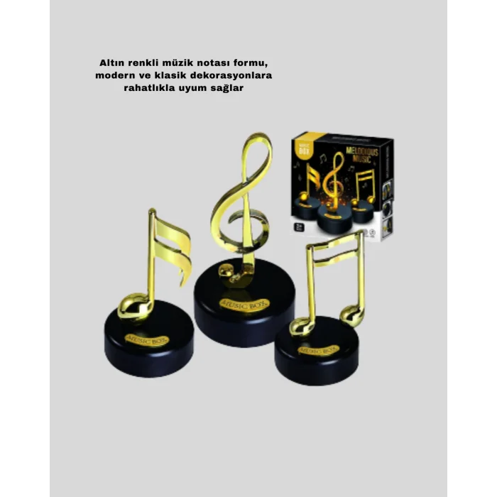 Dönen Nota Figürlü Müzik Box Işıltılı Dekoratif Tasarım