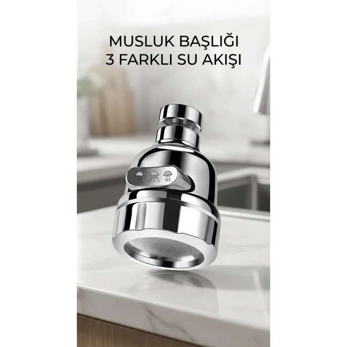 Döner Krom 3 Fonksiyonlu Su Tasarruflu Mutfak Lavabo Aparatı
