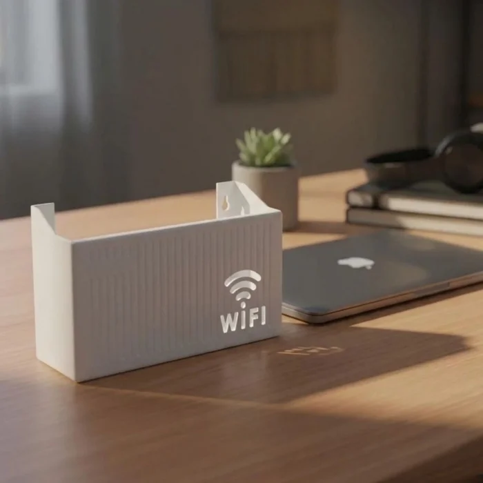 Duvar Tipi Wi-Fi Modem Saklama Kutusu(Beyaz) – Kablo Düzenleyici Router Raf Organizer (5047)