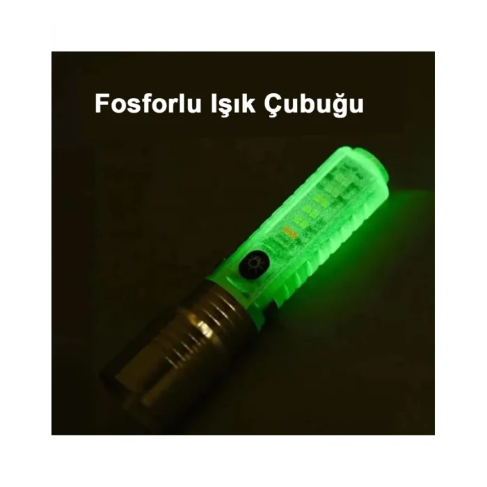 El Feneri 8 Mod Şarjlı Fosforlu Mıknatıslı Led El Feneri