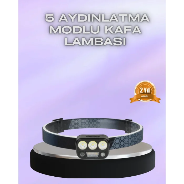 El Hareket Sensörlü LED Kafa Feneri 5 Mod Ayarlanabilir