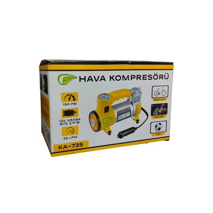 Elektrikli Araba Lastik Şişirme / 150 PSI - 12V / Taşınabilir Metal Hava Kompresörü (5047)