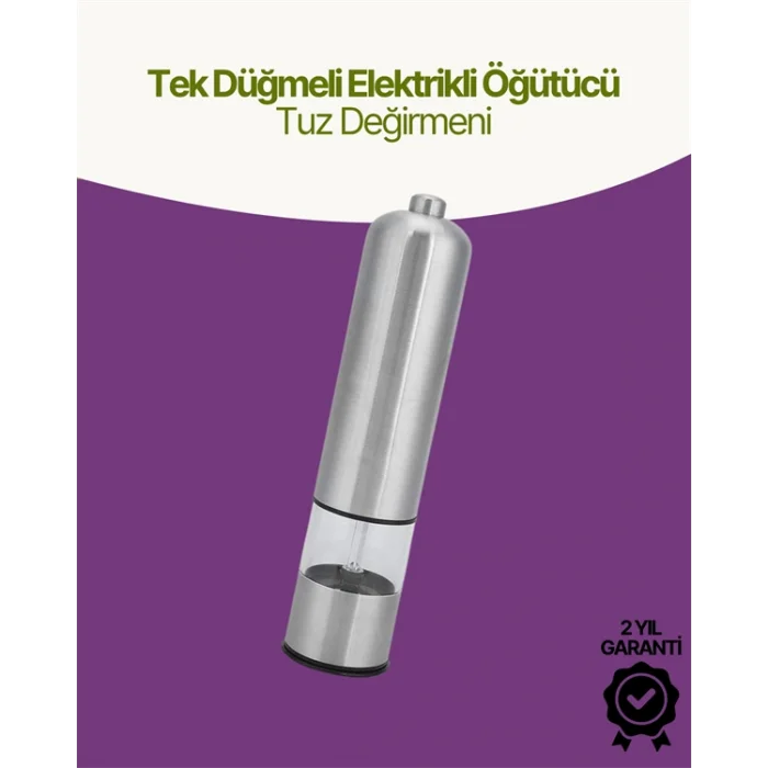 Elektrikli Baharat Öğütücü Pilli Paslanmaz Çelik Otomatik Tuz Karabiber Değirmeni