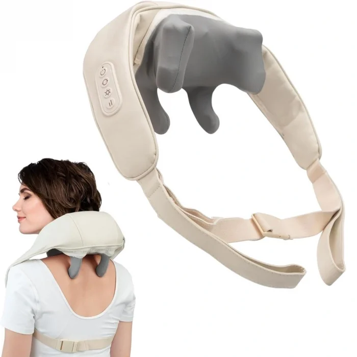 Elektrikli Boyun ve Sırt Masaj Aleti Kablosuz Boyun ve Omuz Yoğurma Masaj Yastığı (5047)