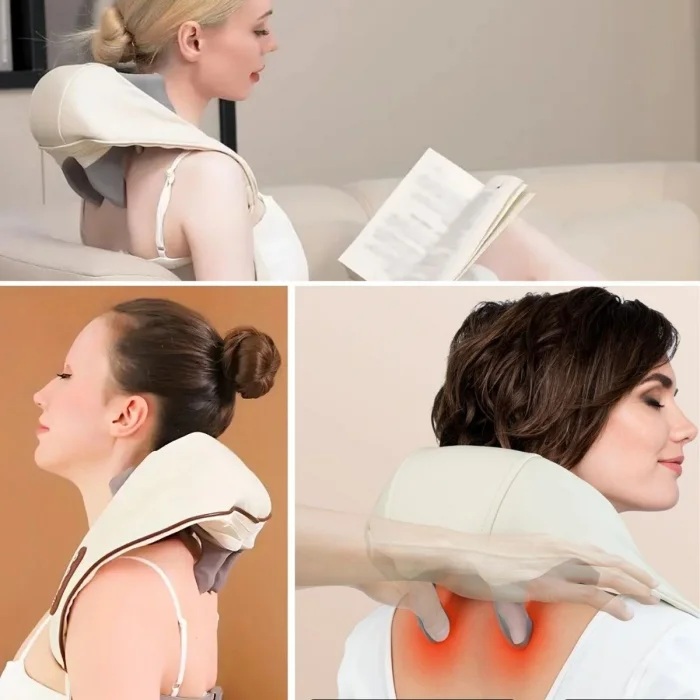 Elektrikli Boyun ve Sırt Masaj Aleti Kablosuz Boyun ve Omuz Yoğurma Masaj Yastığı (5047)