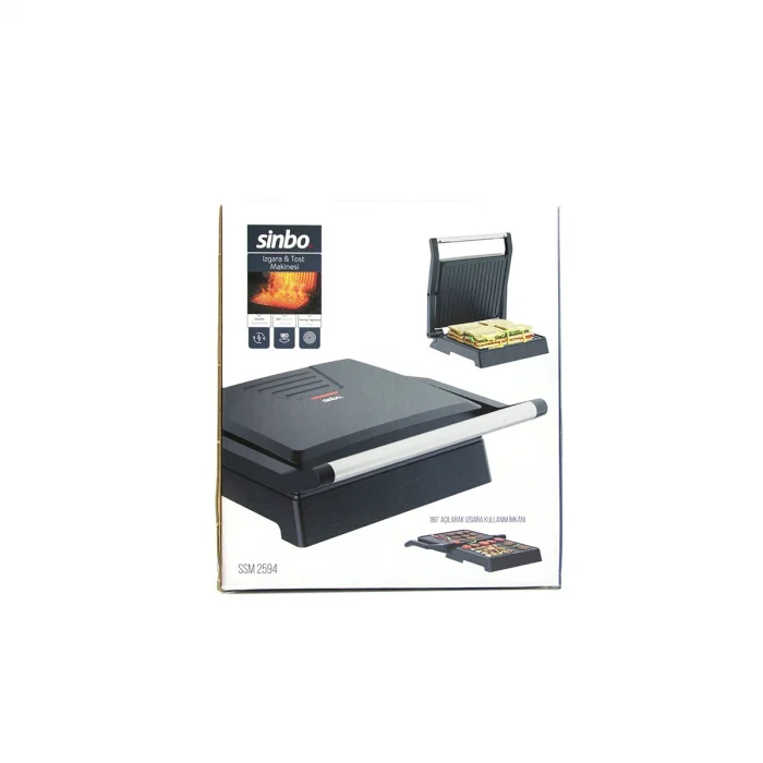 ELEKTRİKLİ TOST MAKİNESİ 4 DİLİM 180° AÇILIR ÜST GÖVDE = IZGARA KULLANIM 1000W SSM-2594 (5047)