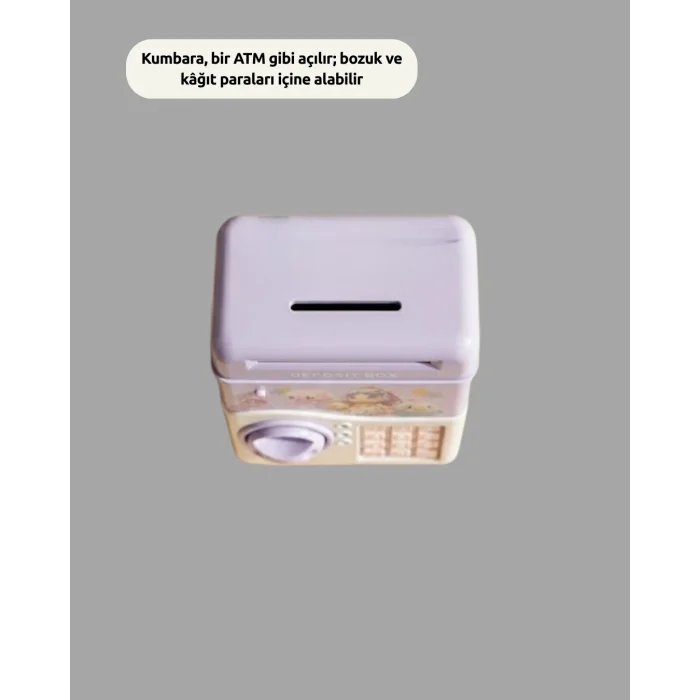 Elektronik Şifreli ATM Görünümlü Çocuk Kumbarası Mor