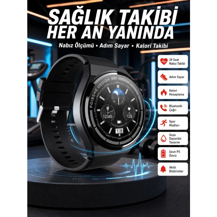 En Çok Tercih Edilen Akıllı Saat Amoled Ekran Nabız Sensörü GPS Uyumlu Adımsayar