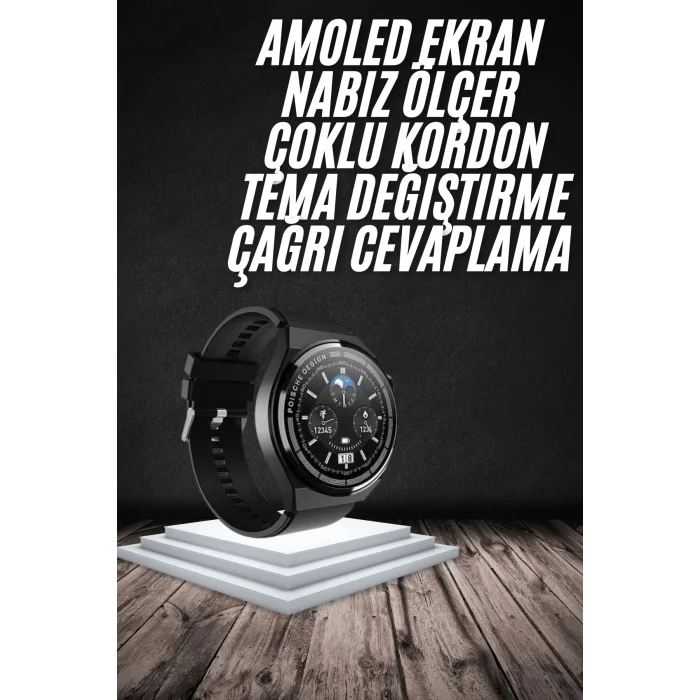En Çok Tercih Edilen Akıllı Saat Amoled Ekran Nabız Sensörü GPS Uyumlu Adımsayar