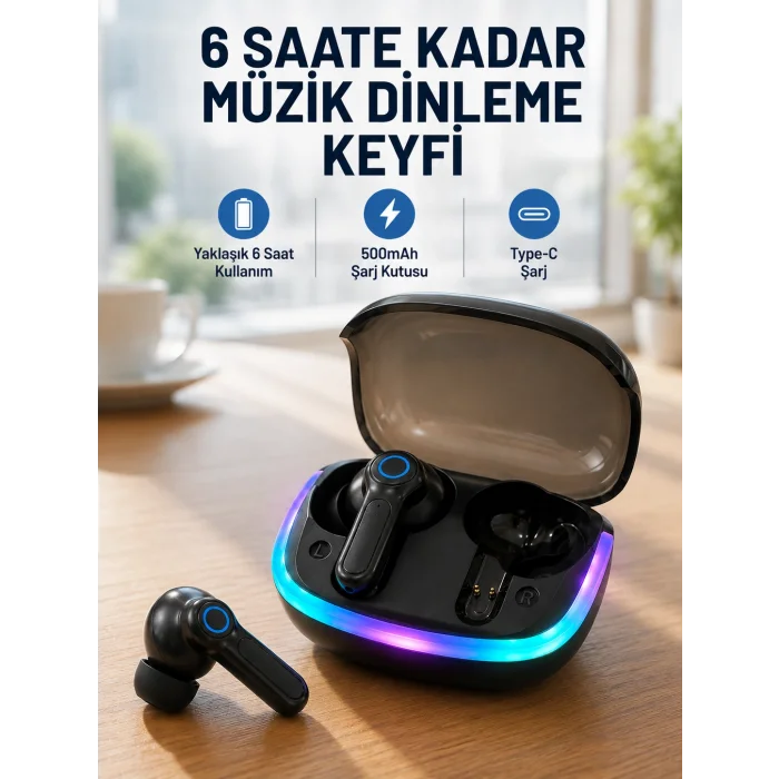 ENC Mikrofonlu Bluetooth 5.4 Kablosuz Kulaklık 40ms Düşük Gecikmeli TWS Kulaklık