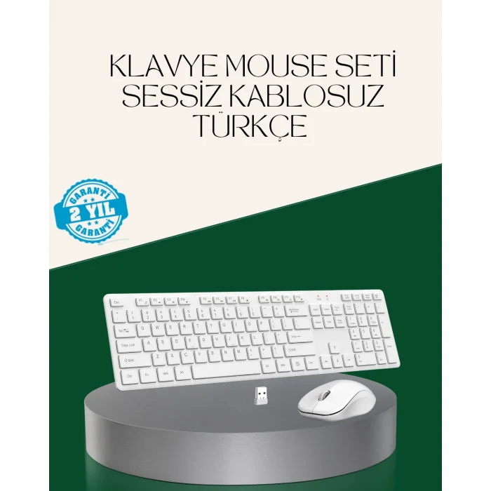 Ergonomik Kablosuz Klavye Mouse Takımı - Tam Boy, Sessiz ve Güvenilir