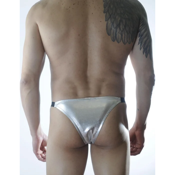 Erkek Gümüş Lame Brazillian Slip