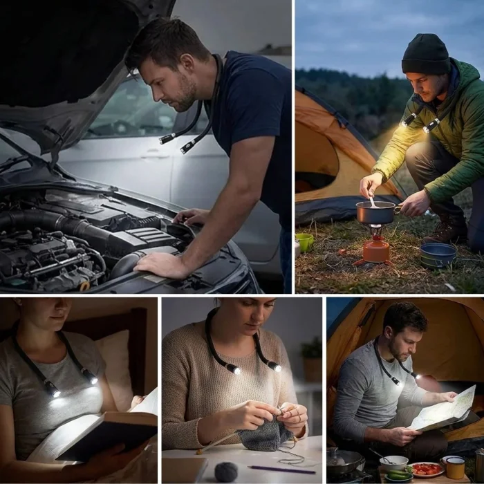 Esnek Boyun LED Okuma Lambası 4 LEDLİ 3 Işık Modlu Eller Serbest Kitap Okuma,Örgü ve Tamir Lambası (5047)