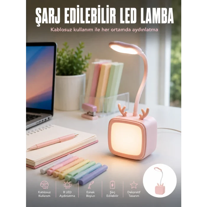 Esnek Gövdeli LED Masa Lambası Taşınabilir Gece Aydınlatması
