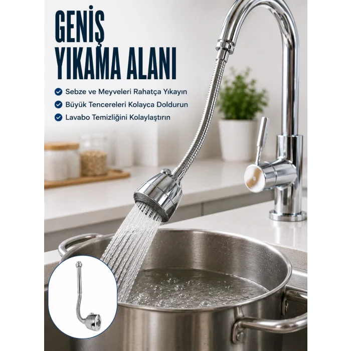 Esnek Spiral Musluk Uzatma Fıskiyesi  Su Tasarruflu Ayarlanabilir Musluk Başlığı