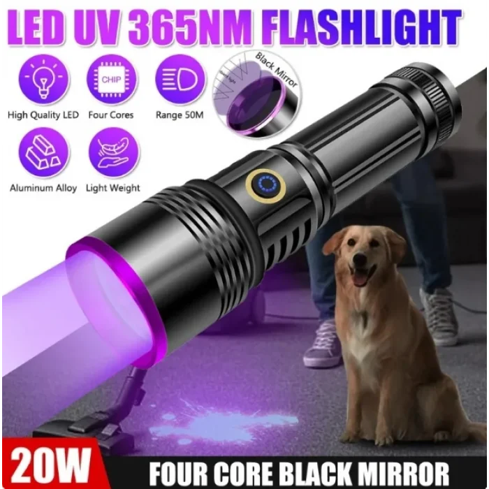 F.B.I F-365 UV 20W Şarjlı 26650 Pilli Profesyonel El Feneri