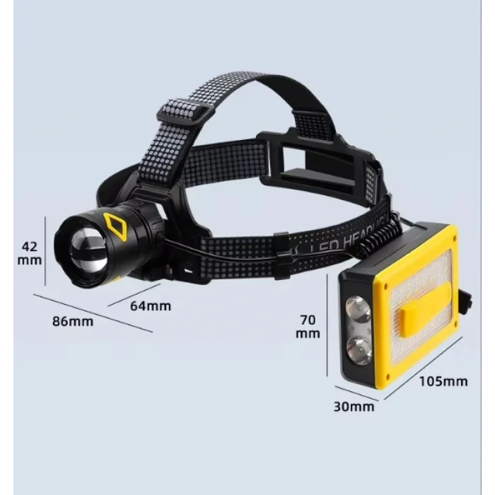 F.B.I Pro F-3003 Alüminyum PM10-TG LED Type-C Powerbank ve Solar Şarjlı Kamp Kafa Feneri