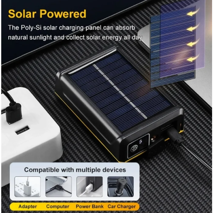 F.B.I Pro F-3003 Alüminyum PM10-TG LED Type-C Powerbank ve Solar Şarjlı Kamp Kafa Feneri