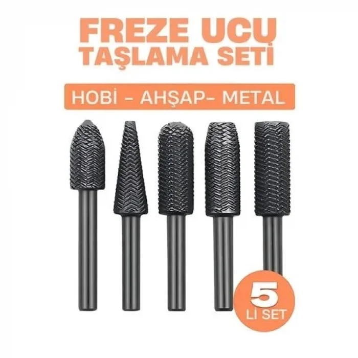 Freze Ucu Taşlama Seti Profesyonel Çelik Rotary Burr Seti  5li Metal İşleme Uçları 722468