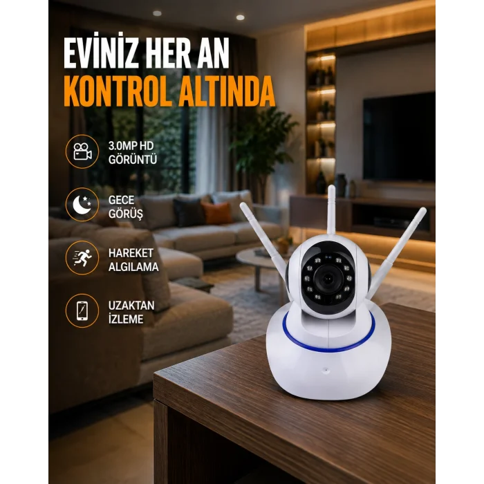 Full HD Akıllı IP Kamera – Gece Görüşlü, Hareket Sensörlü, Çift Yönlü Ses ve Online Kayıt Özellikli Yeni Nesil