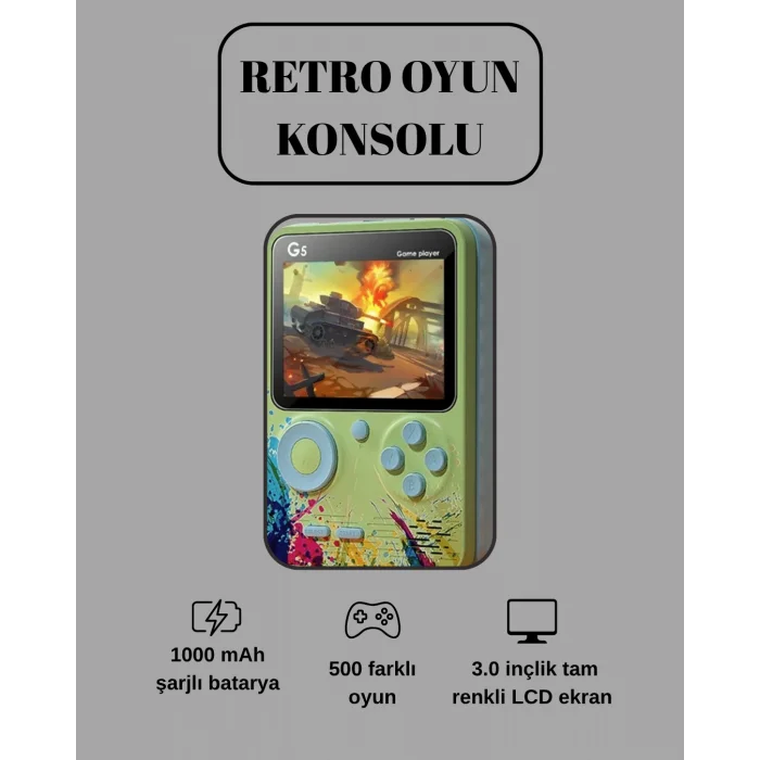 G5 Game Box Retro Mini Oyun Konsolu – 500 Dahili Oyun