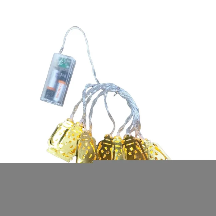 GAZ LAMBA MODEL=10PCS   GOLD METAL   PİLLİ  DEKORATİF LED IŞIK - LAMBA  2MT KABLO (5047)