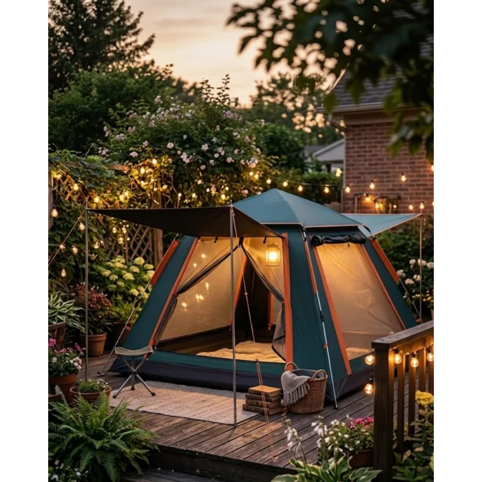 Geniş Aile Kamp Çadırı 240x210 cm Güneşlikli Otomatik Kurulum Outdoor Çadır