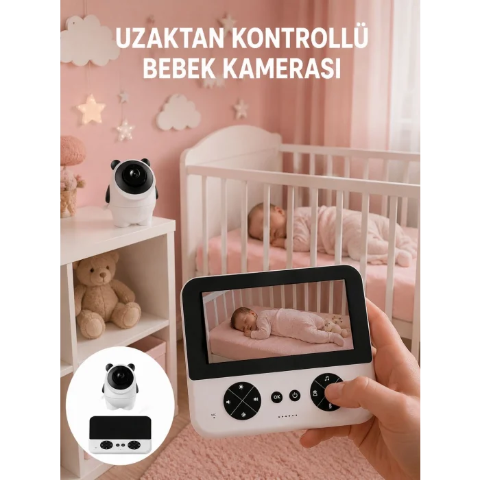 Geniş Ekranlı Bebek Monitörü Ağlama Algılama Özellikli Yeni Nesil