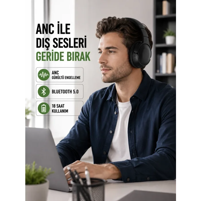 Geniş Frekans Aralıklı Bluetooth Kulak Üstü Kulaklık