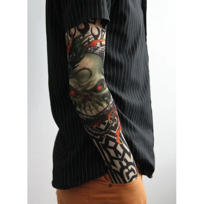 Giyilebilir Kol Dövmesi Çorap Dövme 3D Baskılı Kol Bacak Dövme 2 Adet Model 14 (5047)
