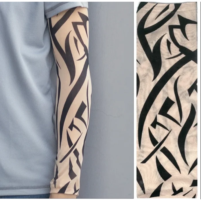 Giyilebilir Kol Dövmesi Çorap Dövme 3D Baskılı Kol Bacak Dövme 2 Adet Model 7 (5047)