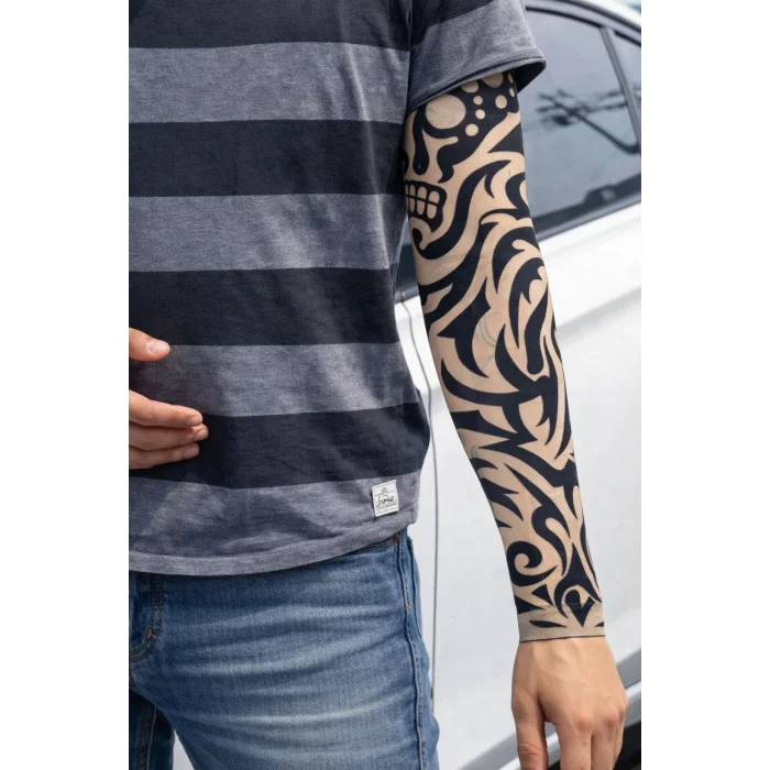 Giyilebilir Kol Dövmesi Çorap Dövme 3D Baskılı Kol Bacak Dövme 2 Adet Model 9 (5047)