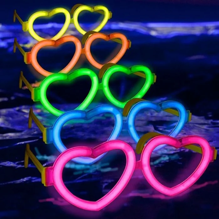 Glow Kalpli Fosforlu Gözlük 6’lı Renkli Set – Neon Parti (5047)