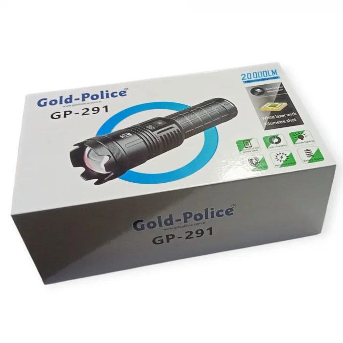 Gold Polıce GP-291 Güçlü El Feneri 20,000 Lümen