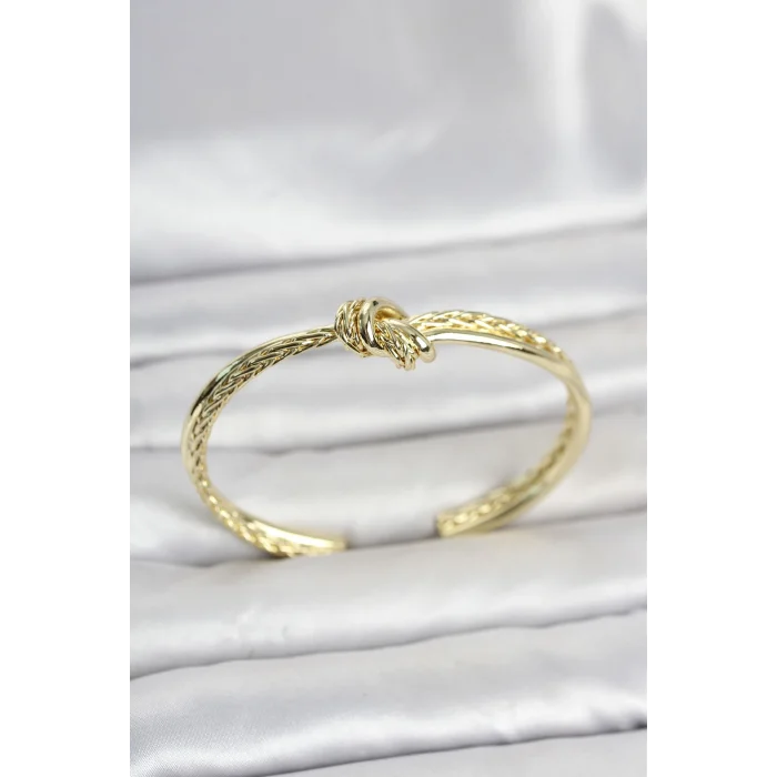 Gold Renk Düğüm Model Pirinç Kadın Bileklik