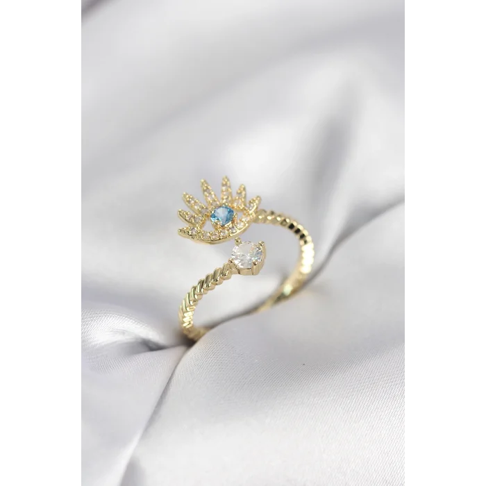 Gold Renk Göz Model Zirkon Taşlı Kadın Yüzük