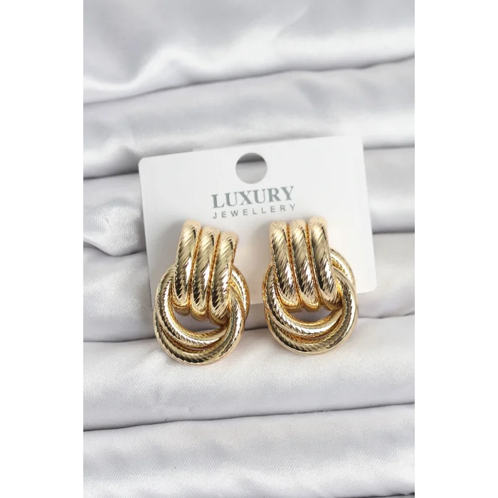 Gold Renk Halka Modelli Pirinç Kadın Küpe