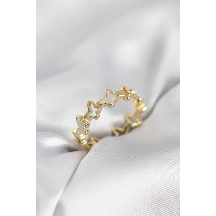 Gold Renk Kelebek Model Pirinç Kadın Yüzük