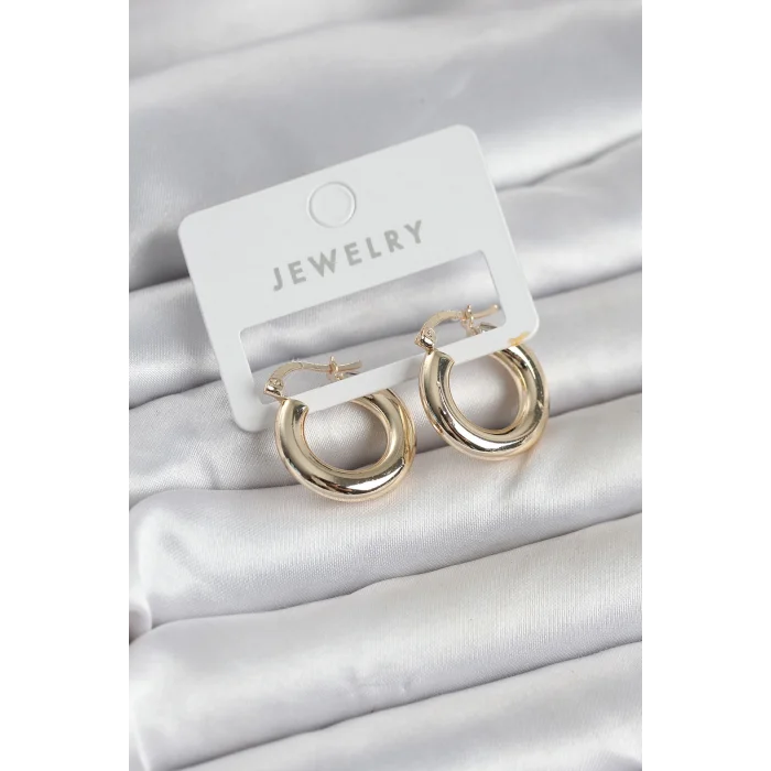 Gold Renk Pirinç Halka 20 mm Kadın Küpe