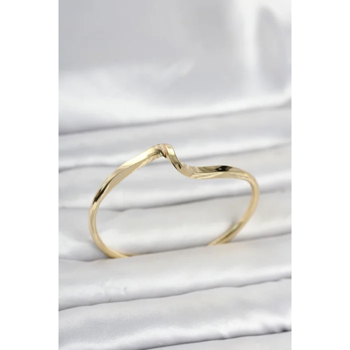 Gold Renk Pirinç Zikzak Model Kadın Bileklik