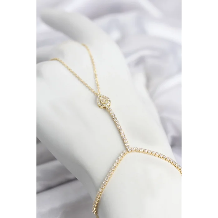 Gold Renk Pirinç Zirkon Taşlı Damla Model Şahmeran