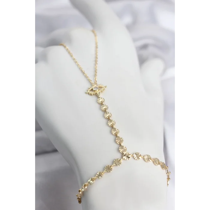 Gold Renk Pirinç Zirkon Taşlı Göz Model Şahmeran