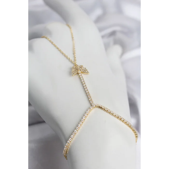 Gold Renk Pirinç Zirkon Taşlı Kelebek Model Şahmeran