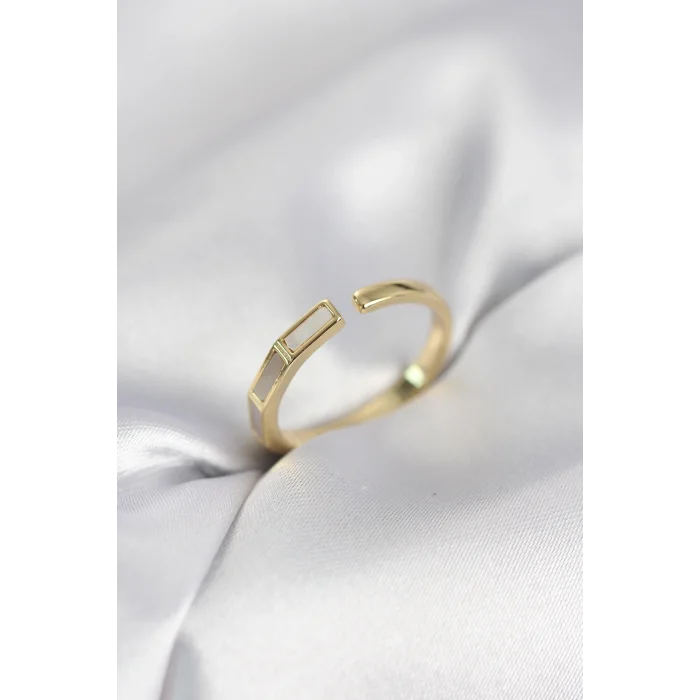 Gold Renk Sedefli Çubuk Model Kadın Yüzük