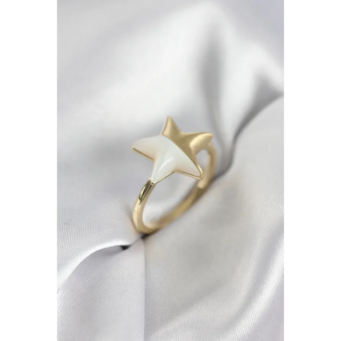 Gold Renk Sedefli Yıldız Model Kadın Yüzük