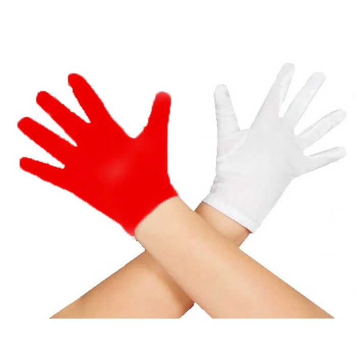 Gösteriler İçin 1 Çift Kırmızı Beyaz Pandomim Eldiveni Çocuk Boy (5047)
